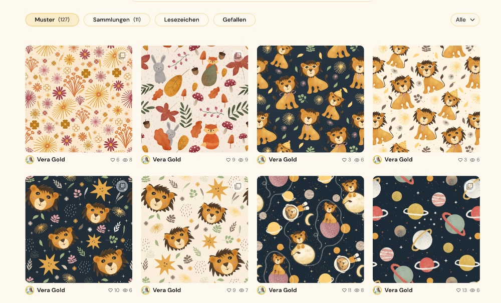 Miene Muster sind lizensierbar auf der Plattform von Patterned